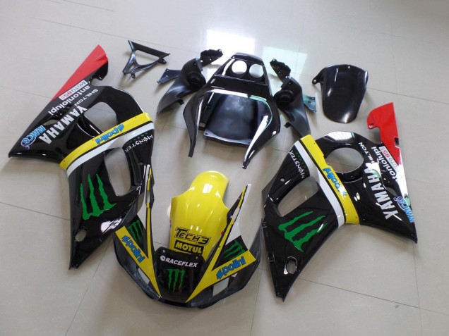 Preisgünstige Yamaha YZF R6 Motorrad Verkleidung 1998-2002 - Glanzendes Schwarz Gelb Rot Grun Motul Monster