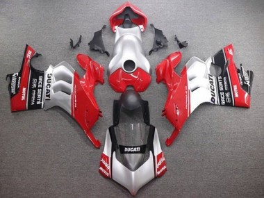 Preisgünstige Ducati Panigale V4 V4S Motorrad Verkleidung 2020-2021 - Silber Rot Glanzendes Schwarz