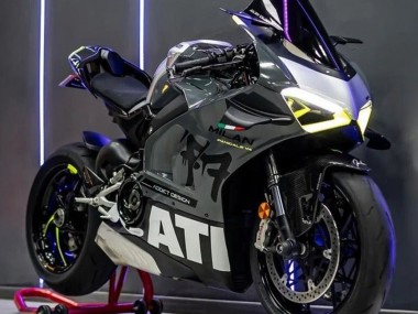 Preisgünstige Ducati Panigale V4 V4S Motorrad Verkleidung 2020-2021 - Grau Weiss Gelb Schwarz
