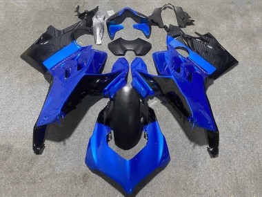 Preisgünstige Ducati Panigale V4 V4S Motorrad Verkleidung 2020-2021 - Blau Glanzendes Schwarz