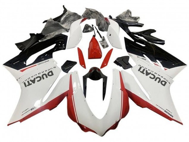 Preisgünstige Ducati 959 Motorrad Verkleidung 2015-2020 - Weiss Rot Glanzendes Schwarz