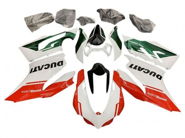 Preisgünstige Ducati Panigale 899 Motorrad Verkleidung 2011-2014 - Weiss Grun Rot Streifen