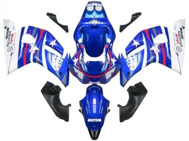 Preisgünstige Yamaha YZF R6 Motorrad Verkleidung 1998-2002 - Weiss Blau Rot Fiat Motul