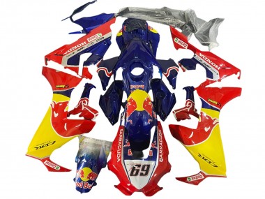 Preisgünstige Honda CBR1000RR Motorrad Verkleidung 2017-2023 - Blau Gelb Red Bull Hayden