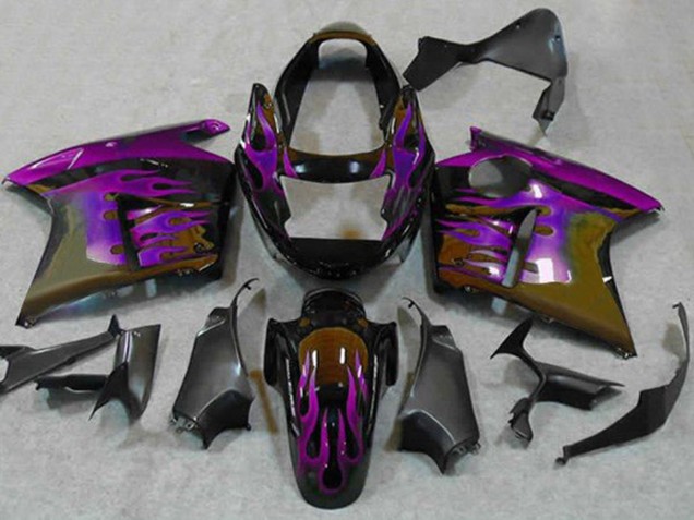 Preisgünstige Honda CBR1100XX Blackbird Motorrad Verkleidung 1996-2007 - Glanzendes Schwarz Lila Flamme