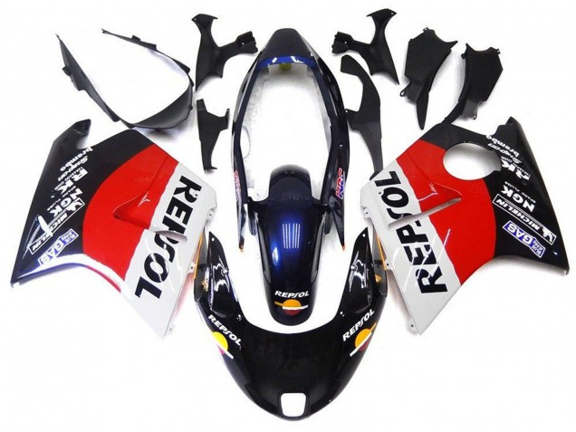 Preisgünstige Honda CBR1100XX Blackbird Motorrad Verkleidung 1996-2007 - Rot Weiss Blau Glanzendes Schwarz Repsol