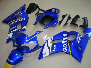 Preisgünstige Yamaha YZF R6 Motorrad Verkleidung 1998-2002 - Blau Weiss Gelb Go Motul