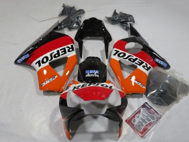 Preisgünstige Honda CBR900RR 954 Motorrad Verkleidung 2002-2003 - Orange Weiss Rot Glanzendes Schwarz Repsol