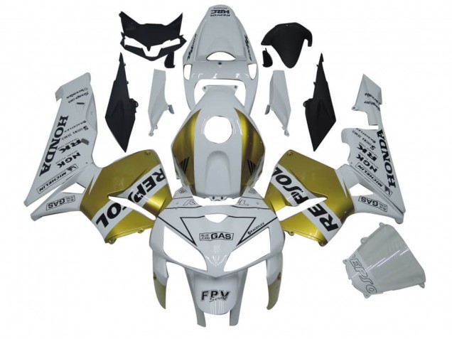 Preisgünstige Honda CBR600RR Motorrad Verkleidung 2005-2006 - Weiss Gold Repsol