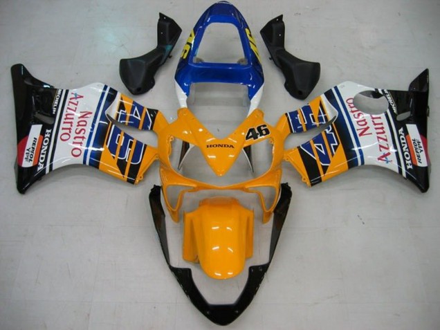 Preisgünstige Honda CBR600 F4i Motorrad Verkleidung 2001-2003 - Gelb Weiss Blau Glanzendes Schwarz Nastro Azzurro