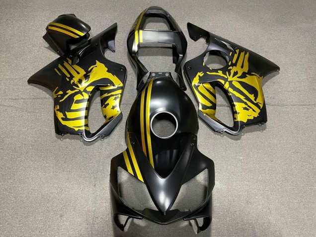 Preisgünstige Honda CBR600 F4i Motorrad Verkleidung 2001-2003 - Gold Matt Schwarz Schadel