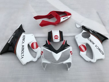 Preisgünstige Honda CBR600 F4i Motorrad Verkleidung 2001-2003 - Weiss Rot Glanzendes Schwarz Konica Minolta
