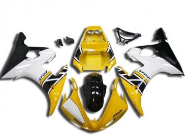 Preisgünstige Yamaha YZF R6 Motorrad Verkleidung 2003-2004 - Gelb Weiss Glanzendes Schwarz