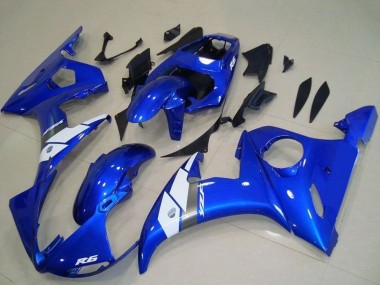 Preisgünstige Yamaha YZF R6 Motorrad Verkleidung 2003-2004 - Blau Weiss OEM Stil