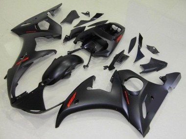 Preisgünstige Yamaha YZF R6 Motorrad Verkleidung 2003-2004 - Matt Schwarz Rot Aufkleber