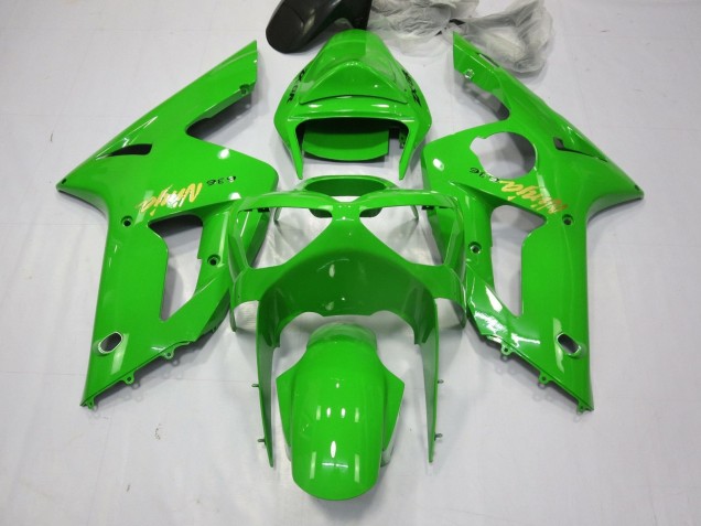 Preisgünstige Kawasaki ZX6R Motorrad Verkleidung 2003-2004 - Grun Gold Aufkleber