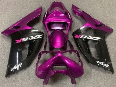 Preisgünstige Kawasaki ZX6R Motorrad Verkleidung 2003-2004 - Lila Glanzendes Schwarz