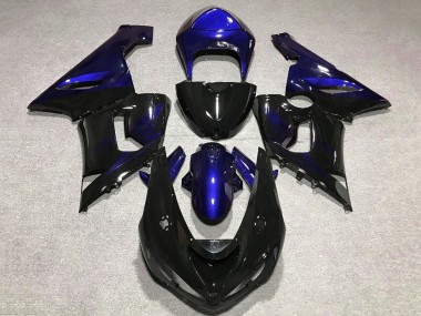 Preisgünstige Kawasaki ZX6R Motorrad Verkleidung 2005-2006 - Blau Glanzendes Schwarz