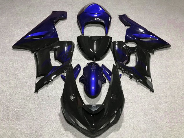 Preisgünstige Kawasaki ZX6R Motorrad Verkleidung 2005-2006 - Blau Glanzendes Schwarz