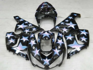 Preisgünstige Kawasaki ZX6R Motorrad Verkleidung 2005-2006 - Schwarz Blau Weiss Stern