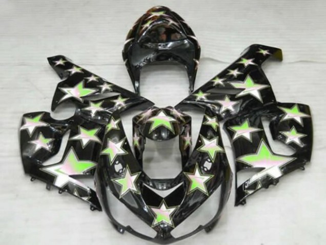 Preisgünstige Kawasaki ZX6R Motorrad Verkleidung 2005-2006 - Schwarz Grun Silber