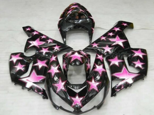 Preisgünstige Kawasaki ZX6R Motorrad Verkleidung 2005-2006 - Schwarz Rosa Stern