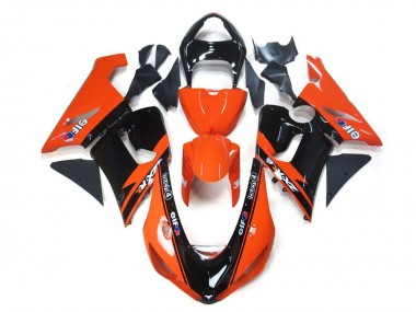 Preisgünstige Kawasaki ZX6R Motorrad Verkleidung 2005-2006 - Orange Schwarz Elf