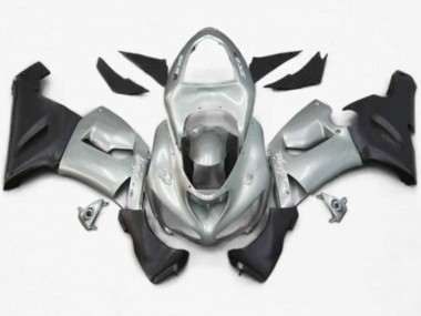 Preisgünstige Kawasaki ZX6R Motorrad Verkleidung 2005-2006 - Silber Matt Schwarz