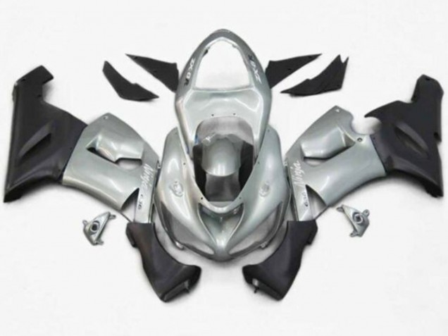 Preisgünstige Kawasaki ZX6R Motorrad Verkleidung 2005-2006 - Silber Matt Schwarz