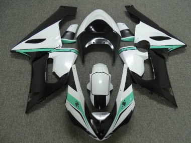 Preisgünstige Kawasaki ZX6R Motorrad Verkleidung 2005-2006 - Weiss Schwarz Grun