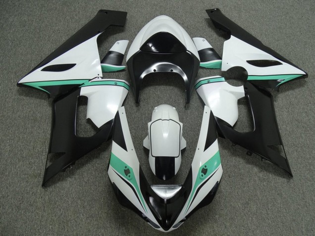 Preisgünstige Kawasaki ZX6R Motorrad Verkleidung 2005-2006 - Weiss Schwarz Grun