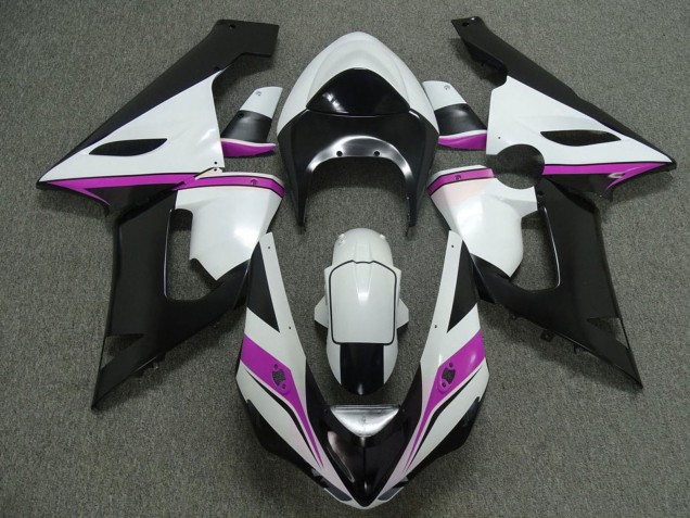 Preisgünstige Kawasaki ZX6R Motorrad Verkleidung 2005-2006 - Weiss Schwarz Rosa