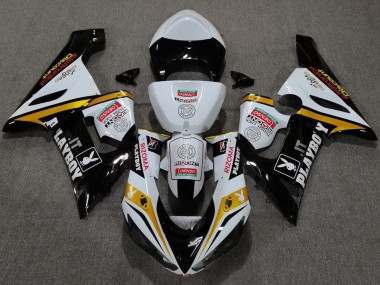 Preisgünstige Kawasaki ZX6R Motorrad Verkleidung 2005-2006 - Weiss Schwarz Gold Rot Rizoma Playboy
