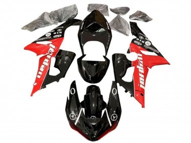 Preisgünstige Kawasaki ZX6R Motorrad Verkleidung 2005-2006 - Glanzendes Schwarz Rot Weiss Jordan