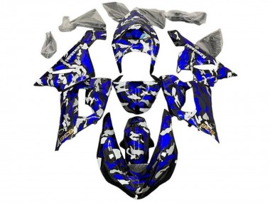 Preisgünstige Kawasaki ZX6R Motorrad Verkleidung 2005-2006 - Blau Camouflage