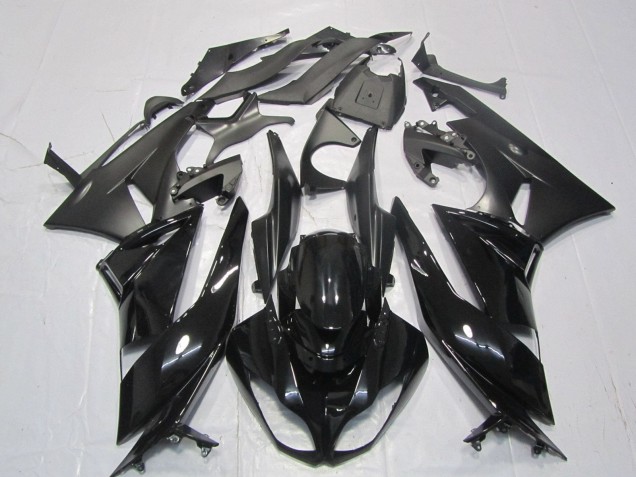 Preisgünstige Kawasaki ZX6R Motorrad Verkleidung 2007-2008 - Glanzendes Schwarz Matt Schwarz