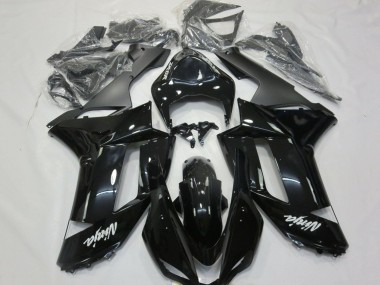Preisgünstige Kawasaki ZX6R Motorrad Verkleidung 2007-2008 - Glanzendes Schwarz Matt Schwarz Weiss Aufkleber