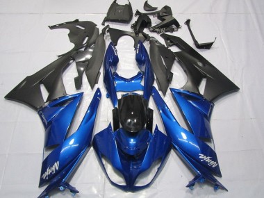 Preisgünstige Kawasaki ZX6R Motorrad Verkleidung 2007-2008 - Blau Matt Schwarz Weiss