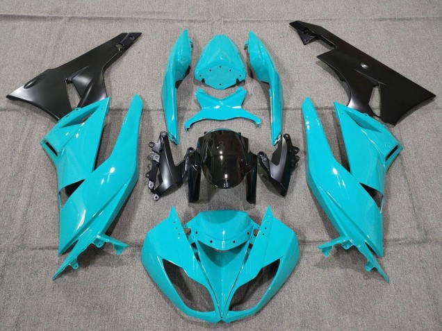Preisgünstige Kawasaki ZX6R Motorrad Verkleidung 2007-2008 - Turkis Blau Schwarz Matt Schwarz