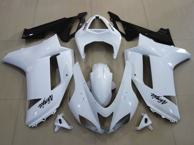 Preisgünstige Kawasaki ZX6R Motorrad Verkleidung 2007-2008 - Weiss Schwarz