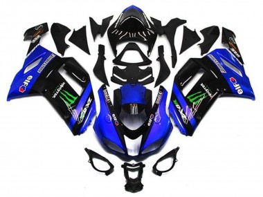 Preisgünstige Kawasaki ZX6R Motorrad Verkleidung 2007-2008 - Blau Schwarz Grun Monster