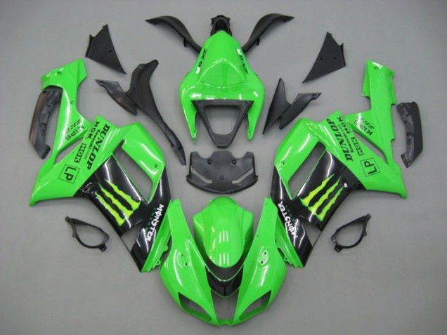Preisgünstige Kawasaki ZX6R Motorrad Verkleidung 2007-2008 - Grun Schwarz Monster Energy