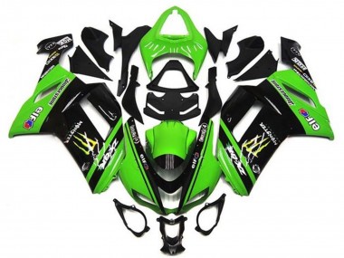 Preisgünstige Kawasaki ZX6R Motorrad Verkleidung 2007-2008 - Grun Schwarz Monster Elf