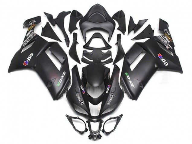 Preisgünstige Kawasaki ZX6R Motorrad Verkleidung 2007-2008 - Matt Schwarz Elf