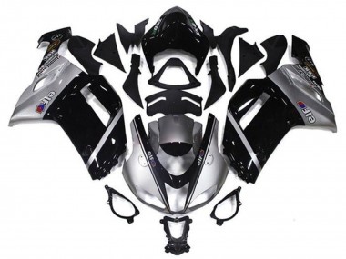 Preisgünstige Kawasaki ZX6R Motorrad Verkleidung 2007-2008 - Silber Schwarz Elf
