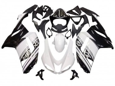 Preisgünstige Kawasaki ZX6R Motorrad Verkleidung 2007-2008 - Weiss Schwarz Silber Streifen