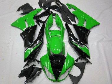 Preisgünstige Kawasaki ZX6R Motorrad Verkleidung 2009-2012 - Grun Glanzendes Schwarz Weiss