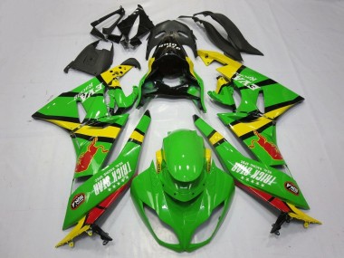Preisgünstige Kawasaki ZX6R Motorrad Verkleidung 2009-2012 - Grun Gelb Rot Schwarz Trick Star Red Bull