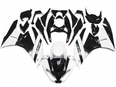 Preisgünstige Kawasaki ZX6R Motorrad Verkleidung 2009-2012 - Weiss Glanzendes Schwarz