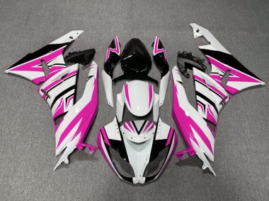 Preisgünstige Kawasaki ZX6R Motorrad Verkleidung 2009-2012 - Weiss Rosa Schwarz